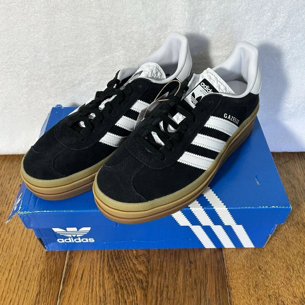Adidas Womens Size 8.5 Black Gazelle Bold Low Top Platform IE0876 Athletic Shoes
